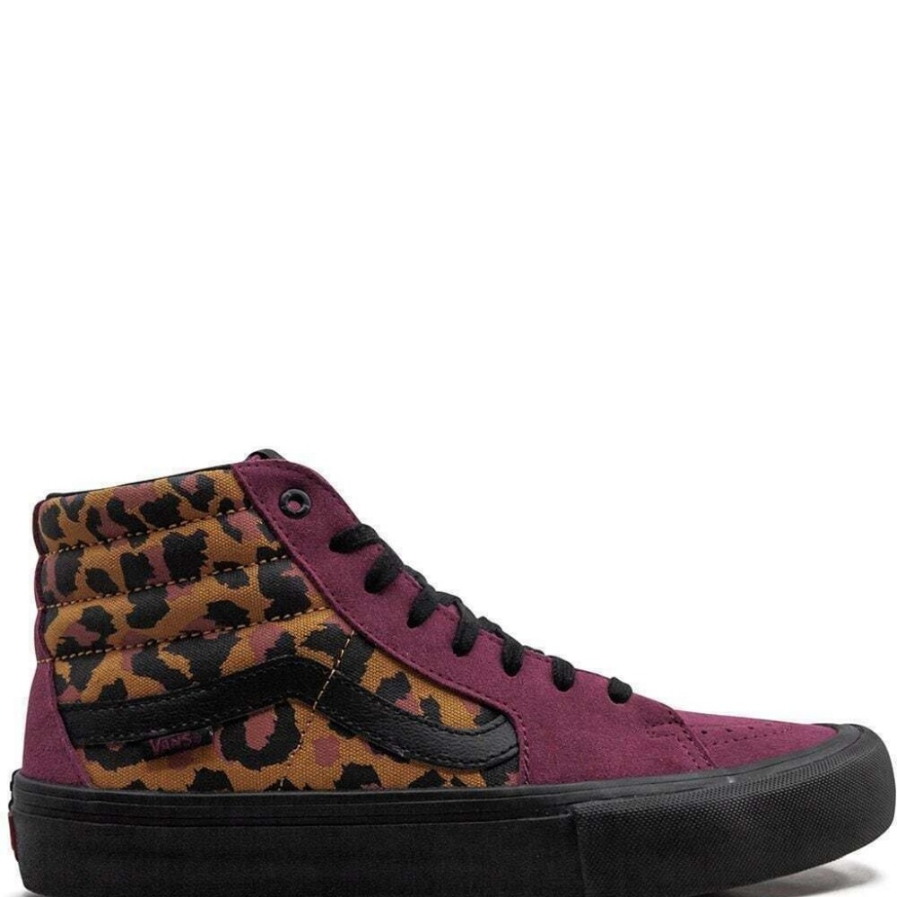NIB women's 7 vans sk8 hi pro punk beet red/black cheetah